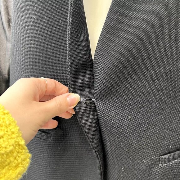 $1275 Helmut Lang Black Wool Leather Panel Blazer Jacket size 8 - Picture 12 of 13